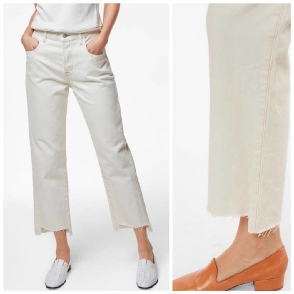 J Brand High Rise Crop Cream Jeans